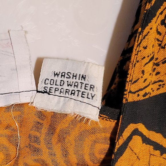 Lipstick Batik Stamp Sleeveless Printed Midi Dress ~ Medium ~ Orange & Black - Picture 4 of 4